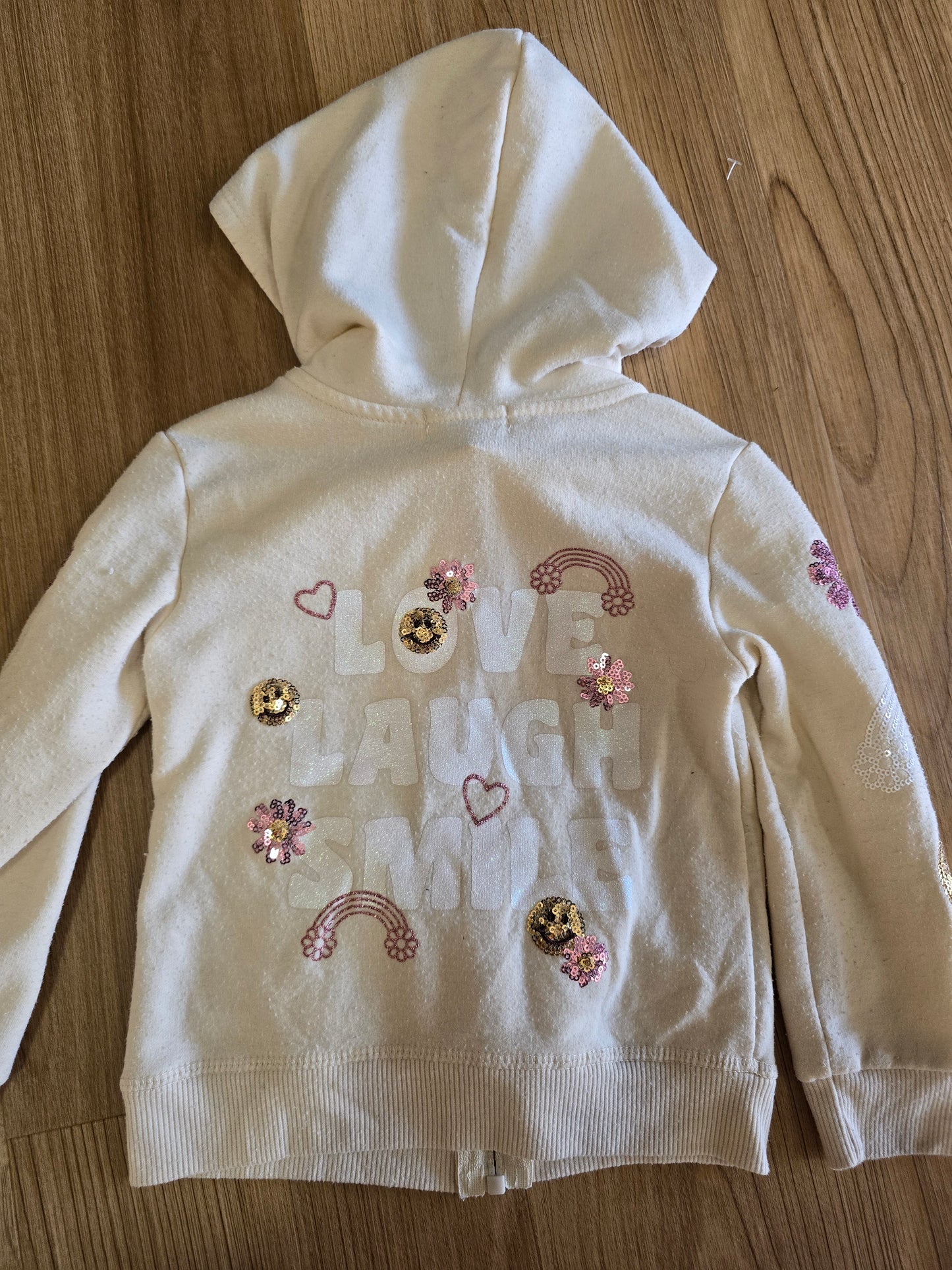 btween Cream Hoodie with Gold and Pink Accents