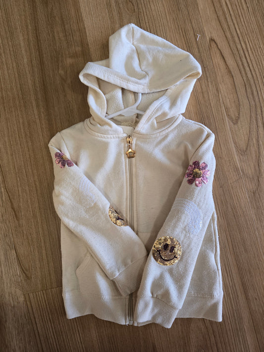 btween Cream Hoodie with Gold and Pink Accents