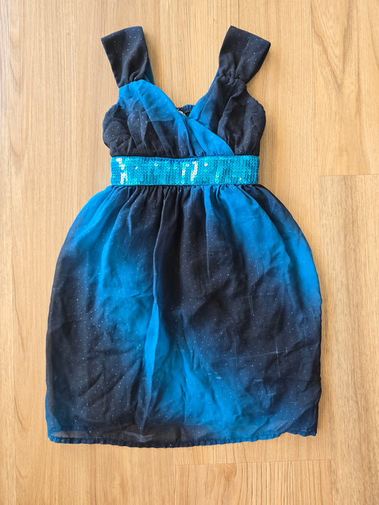 Holiday Editions Black and Blue Kids Dress with Sequin Belt